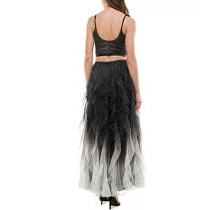 Glitter ruffle gown 2-piece